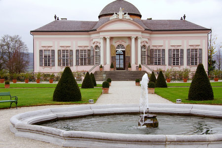 The pavilion and garden of Melk abbey in Austriaの写真素材