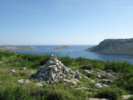 The Kornati national park in Croatia seen from Smocvicaの写真素材
