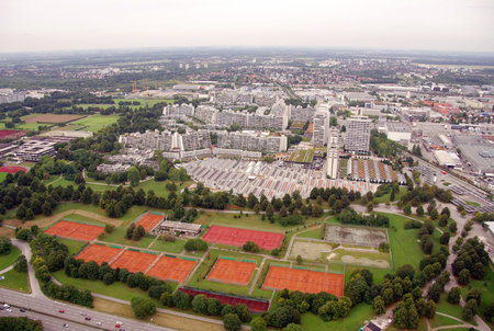 View from the Olympia tower in Munich in Germanyの写真素材