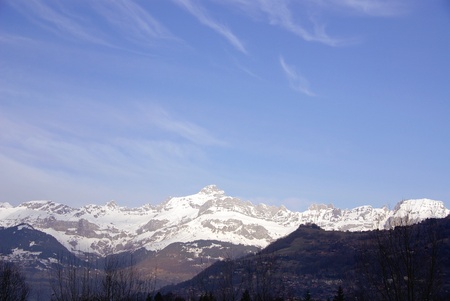 The French Alps in springの写真素材
