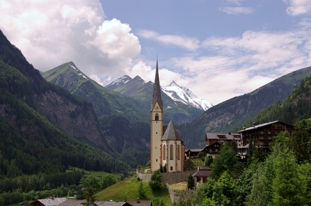 The gothic pilgrimage church of Saint Vincent in Heiligenblut in Austriaの写真素材