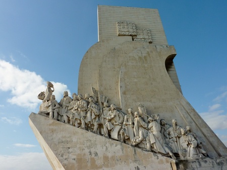 A monument to the sea discoveries pioneers on the shore of the river Tagus in Belem a district of Lisbon in Portugalのeditorial素材
