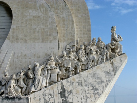 A monument to the sea discoveries pioneers on the shore of the river Tagus in Belem a district of Lisbon in Portugalのeditorial素材