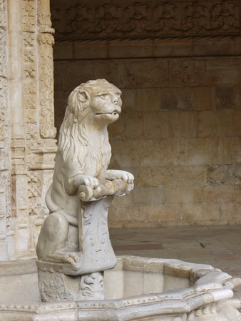 A detail of the arcade of the courtyard of the Hieronymus monastery in Belem a district of Lisbon in Portugalのeditorial素材