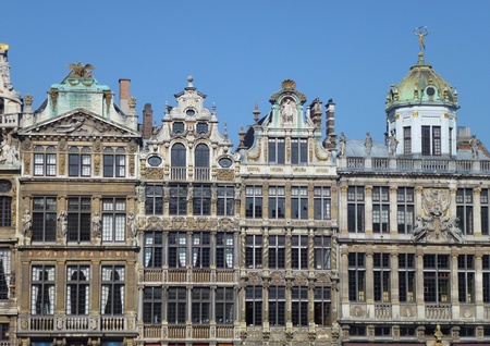 Historic houses  on the grand place in Brussels in Belgiumの写真素材