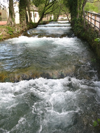 Rapids in the Krka river in the national park in Croatiaの写真素材