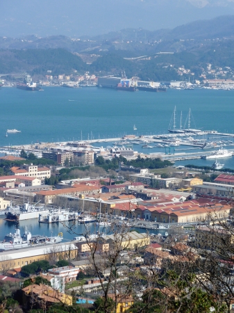 View at La Specia, a port town in Italyの写真素材