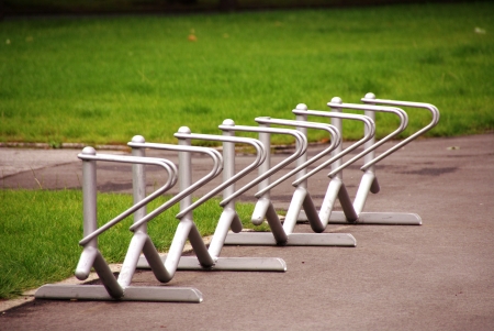 A bicycle rack in perspectiveの写真素材