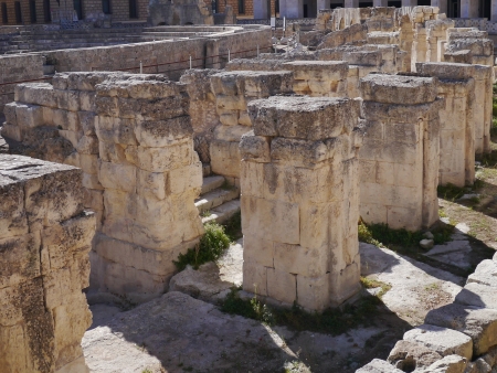 The Roman Amphitheater in Lecce in Puglia in Italyの写真素材