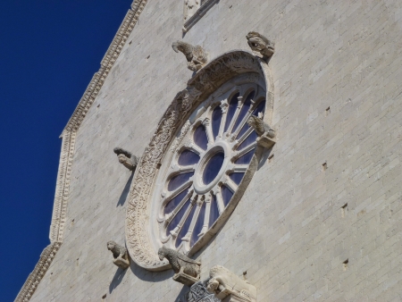 A detail of the cathedral of Trani in Apulia in Italyの写真素材