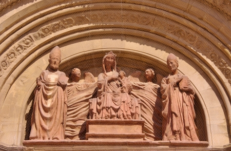 A detail of the cathedral of Arezzo in Tuscany in Italyの写真素材