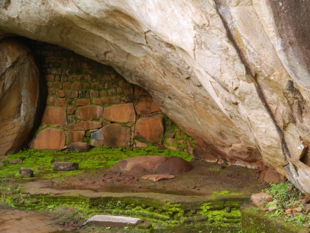 The water garden with its rocks around Sigiriya  Lions rock  in Sri Lankaの写真素材