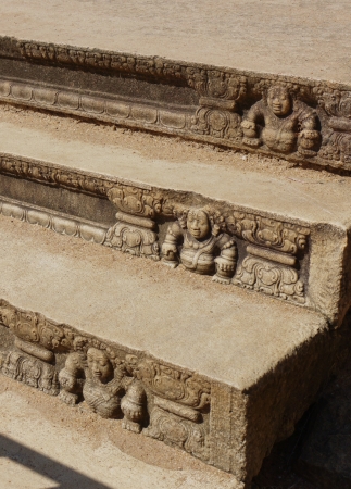 A detail of the queens pavilion in the ancient capital  Anuradhapura in Sri Lankaの写真素材