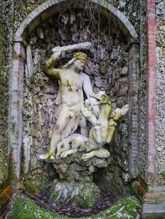 One of the sculptures in the garden of the villa Garzoni in Collodi in Italy