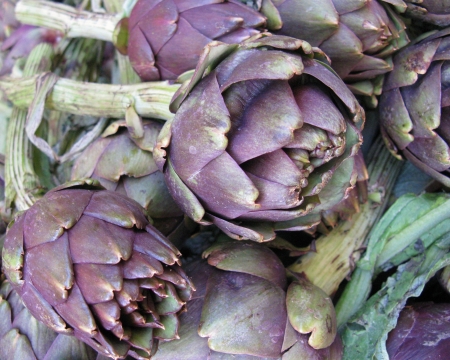 Artichokes at the greengrocerの写真素材