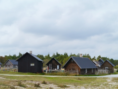 Fisherman houses on the island Gotland in Swedenの写真素材