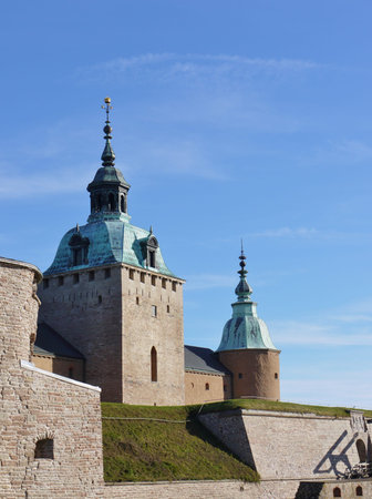 The historic castle of Kalmar a city at the Kalmarsund in Swedenのeditorial素材