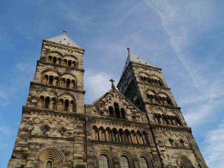 The historic cathedral of Lund a city in Scane in Sweden