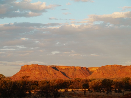 The mountains massive in the Watarrka  national park at sunsetの写真素材