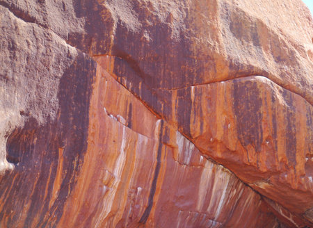 A detail of Ayers rock a sandstone formation in the Northern territory in Australiaのeditorial素材