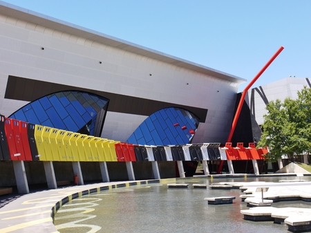The colorful National Museum of Australia on the Acton peninsula in the capital Canberraのeditorial素材