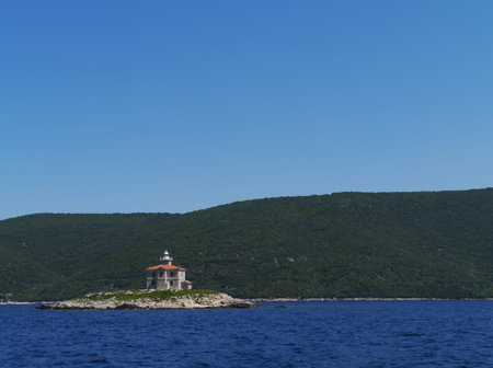 The lighthouse of Trstenik in the Adriatic sea of Croatiaの写真素材