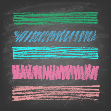 Set of hand-drawn doodle chalk banners on blackboard. Vector illustration.のイラスト素材