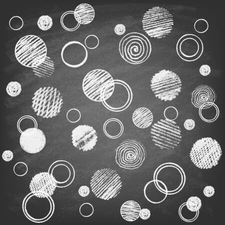 Abstract background with chalk on blackboard. Vector illustration. Hand drawn circles.のイラスト素材