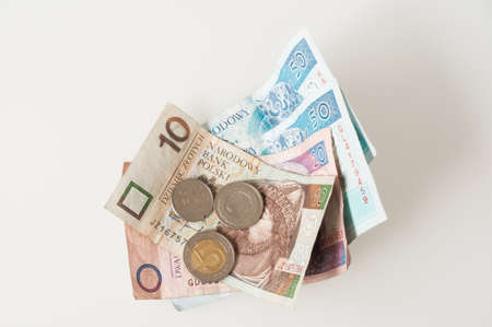 polish money, coins and banknotesの写真素材