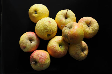 apples on blackの写真素材