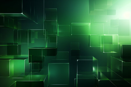 Abstract green background with glowing cubes. Vector illustration. Eps 10.の素材