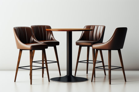 Table and chairs in modern interior. Mock up, 3D Renderingの素材