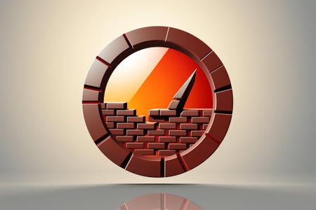 3d render of clock with brick wall in the light background.の素材