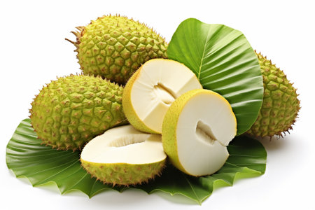 Durian fruit on a white background. Durian is a king of fruit.の素材
