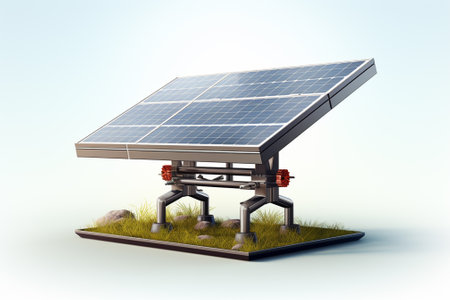 Solar panel on the ground. 3d illustration. Conceptual image.の素材