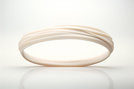 3d rendering of a ring on a white background with reflection.の素材