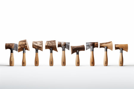 Set of axes isolated on a white background. 3d illustration.の素材