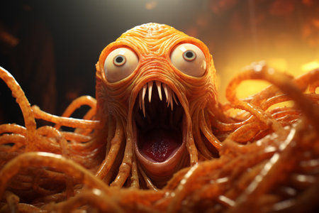 Surprised octopus. Halloween concept. 3D illustration.の素材