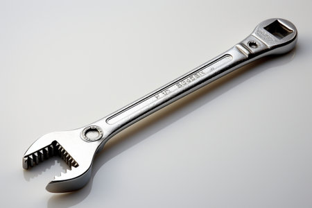 Adjustable wrench on a white background. Close-up image.の素材