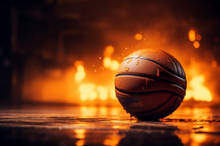 Basketball ball on a dark background. Sport concept. Mixed mediaの素材