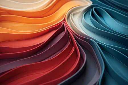 3d rendering of a colorful background with curved lines of different colorsの素材