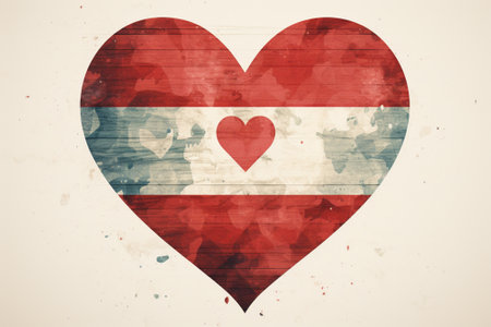 Luxembourg flag in heart shape on vintage grunge backgroundの素材