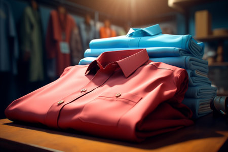 Fashionable men's shirts in the store. Shallow depth of fieldの素材