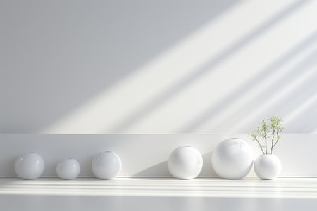 Minimalist interior design. 3D render. Wall mockupの素材