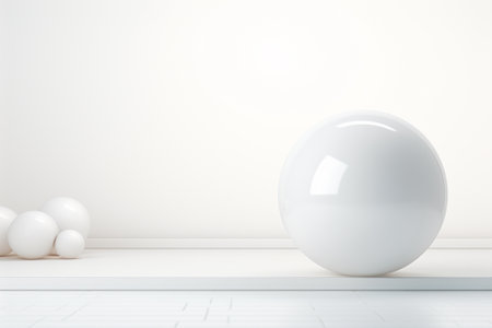 White ball on the floor in front of the wall. 3d renderingの素材