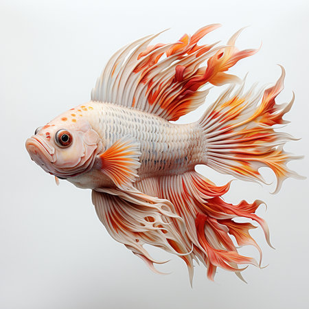 Beautiful fish isolated on white background.Siamese fighting fishの素材