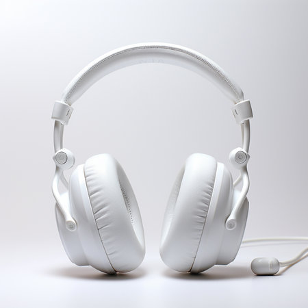 White headphones on a white background. 3d rendering. Mock upの素材