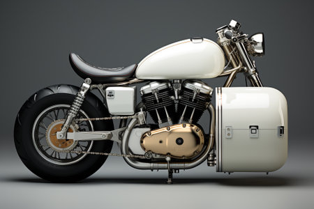 Classic custom motorcycle on a gray background. 3d render image.の素材