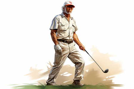 Golfer in action on the golf course. Vector illustration.の素材