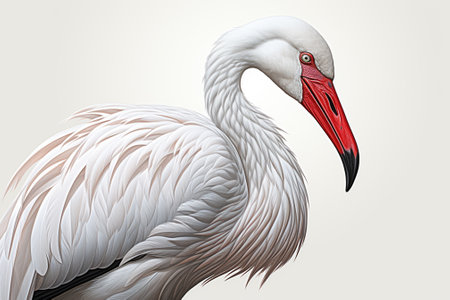 White flamingo isolated on white background. 3d render illustration.の素材
